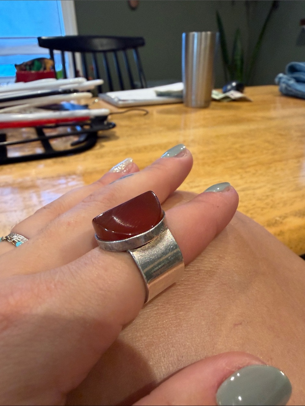 Sterling Silver Carnelian Ring View 6